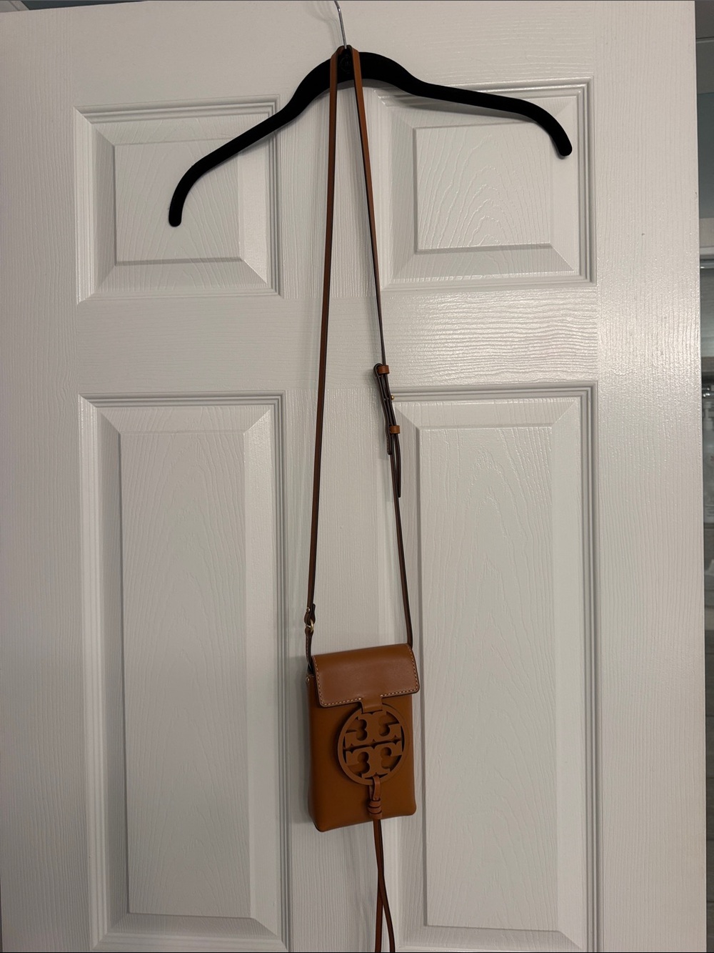 Tory Burch Tan/Cognac Leather Logo Phone Crossbody